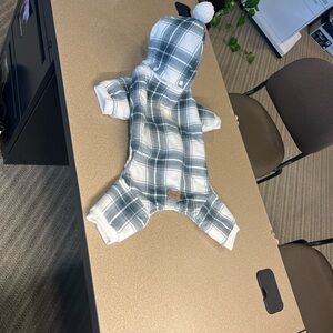 Koolaburra Gray and White Plaid Dog Onsie